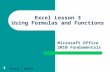 1 Excel Lesson 3 Using Formulas and Functions Microsoft Office 2010 Fundamentals Story / Walls.