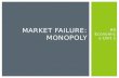 AS Economics Unit 1 MARKET FAILURE: MONOPOLY. Aim:  To understand the barriers to entry in a monopolistic market. Objectives:  All: Define a pure monopoly.