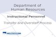 0 Department of Human Resources Instructional Personnel Transfer and Overstaff Process.