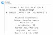 SCRAP TIRE LEGISLATION & REGULATIONS & THEIR IMPACT ON THE MARKETS Michael Blumenthal Rubber Manufacturers Association Washington, DC Border 2012 Meeting.