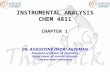 INSTRUMENTAL ANALYSIS CHEM 4811 CHAPTER 1 DR. AUGUSTINE OFORI AGYEMAN Assistant professor of chemistry Department of natural sciences Clayton state university.