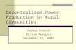 Decentralized Power Production in Rural Communities Andrea French Nicole Munguia November 21, 2006.