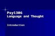 Psy1306 Language and Thought Introduction. Language is Special What is so special about language? Maybe nothing if you are a snail or a camphor tree.
