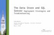 The Data Store and SQL Server Deployment Strategies and Troubleshooting Frank Marzullo Senior Escalation Engineer, Critical Situation response team May.