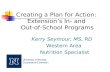 Creating a Plan for Action: Extension’s In- and Out-of-School Programs Kerry Seymour, MS, RD Western Area Nutrition Specialist.