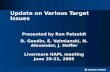 Update on Various Target Issues Presented by Ron Petzoldt D. Goodin, E. Valmianski, N. Alexander, J. Hoffer Livermore HAPL meeting June 20-21, 2005.
