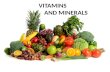 VITAMINS AND MINERALS. VITAMINS Function of Vitamins All of the following require vitamins to function properly: – Nerves – Muscles – Skin.