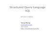 Structured Query Language SQL IST359 M005 Yang Wang ywang@syr.edu 342 Hinds .