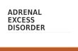 ADRENAL EXCESS DISORDER. Overview of Adrenal Gland Adrenal cortex – outer shell  Mineralocorticoids – Aldosterone  Glucocorticoids – Cortisol  Secondary.