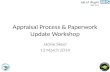 Appraisal Process & Paperwork Update Workshop Jackie Skeel 13 March 2014.