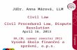 JUDr. Anna Márová, LLM Civil Law Civil Procedural Law, Dispute Resolution April 16, 2013 BA_CBL summer semester 2013 Vysoká škola finanční a správní, o.p.s.