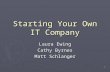 1 Starting Your Own IT Company Laura Ewing Cathy Byrnes Matt Schlanger.
