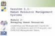 Session 2.1: Human Resource Management Systems Module 2: Managing Human Resources Leadership and Management Course for ZHRC Coordinators and HTI Principals,