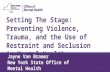 Setting The Stage: Preventing Violence, Trauma, and the Use of Restraint and Seclusion in Mental Health Settings Jayne Van Bramer New York State Office.