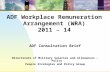 ADF Workplace Remuneration Arrangement (WRA) 2011 – 14 ADF Consultation Brief Directorate of Military Salaries and Allowances – Policy People Strategies.