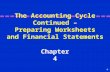 4 - 1 The Accounting Cycle Continued – Preparing Worksheets and Financial Statements Chapter 4.