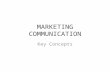 MARKETING COMMUNICATION Key Concepts. The Role of Promotion Communication by marketers that informs, persuades, and reminds potential buyers of a product.