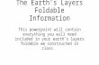 The Earth’s Layers Foldable Information This powerpoint will contain everything you will need included in your earth’s layers foldable we constructed in.