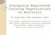 Enterprise Registered Training Organisations in Australia An overview from research data Erica Smith, Federation University Australia Andy Smith, Federation.