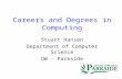 Careers and Degrees in Computing Stuart Hansen Department of Computer Science UW - Parkside.