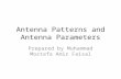 Antenna Patterns and Antenna Parameters Prepared by Muhammad Mostafa Amir Faisal.