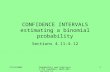 11/19/2003Probability and Statistics for Teachers, Math 507, Lecture 12 1 CONFIDENCE INTERVALS estimating a binomial probability Sections 4.11-4.12.