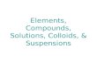 Elements, Compounds, Solutions, Colloids, & Suspensions.