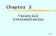 3-1 Chapter 3 Financial Intermediaries. 3-2 Deficit Sectors Financial Intermediaries Claims Surplus Sectors $ Claims $$
