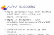 ALPHA BLOCKERS Alpha receptors have been further subdivided into alpha 1 and alpha 2 receptors. Alpha -1 receptors – Upon stimulation, leads to increased.