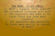 DO NOW: 9-19-2014 1. What’s happens after word of the Columbian Exchange gets out? 2. The explorers who make it to Texas first are from what country? 3.