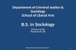 Department of Criminal Justice & Sociology School of Liberal Arts B.S. in Sociology CIP Code: 451101 Program Code: 180 1 Program Quality Improvement Report.