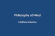 Philosophy of Mind Matthew Soteriou. Lecture Plan Week 1: An Introduction to Physicalism and Mind-Body Problems Week 2: Identity Theories of Mind Week.