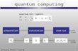 Vorlesung Quantum Computing SS ‘08 1 quantum computing HH -1 calculation U preparation    read-out  |A|    time  quantum-bit (qubit)  0