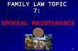 1 FAMILY LAW TOPIC 7: SPOUSAL MAINTENANCE. 2 SPOUSAL MAINTENANCE Preliminary Matters Overlap between child maintenance and spousal maintenance - see Redman.