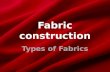 Fabric construction Types of Fabrics. Fabric Construction The Three Basic Types of Fabric: WOVENWOVEN KNITKNIT NON-WOVENNON-WOVEN.