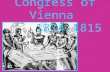 Congress of Vienna 1814-1815. Peace settlementPeace settlement Legitimacy: restore “legal” governments (hereditary monarchy)Legitimacy: restore “legal”