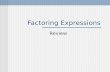Factoring Expressions Review. Definitions and Key Ideas Factoring is the process of writing an expression as a multiplication problem. We can write numbers.