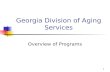 1 Georgia Division of Aging Services Overview of Programs.