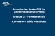 Introduction to ArcGIS for Environmental Scientists Module 2 – Fundamentals Lecture 6 – Table Functions.