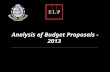 Analysis of Budget Proposals - 2013 By Vikram Nankani Chairman, Indirect Tax Committee and Partner,ELP 1 st March, 2013.