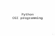 1 Python CGI programming. 2 Outline HTML forms Basic CGI usage Setting up a debugging framework Security Handling persistent data Locking Sessions Cookies.