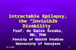 Intractable Epilepsy, the “Invisible Disability” Prof. dr Emira Švraka, MD, PhD Faculty of Health Studies University of Sarajevo 25.8.20151.