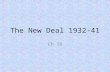The New Deal 1932-41 Ch 16. “The only thing we have to fear…” “…is fear itself.” – FDR’s First Inaugural Address. Promised “bold experimentation”. – Did.