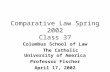 Comparative Law Spring 2002 Class 37 Columbus School of Law The Catholic University of America Professor Fischer April 17, 2002.