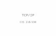 TCP/IP CIS 218/238. Internet Protocol (IP) The Internet Protocol (IP) is responsible for ensuring that data is transferred between two Intenret hosts.