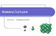 Nomenclature Ionic Compounds. Topics Ionic Nomenclature Standard Transition Metals (multivalent) Polyatomic Ions.