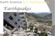 Earth Science 8.1 Earthquakes Earthquakes.  Each year more than 30,000 earthquakes happen worldwide. Most are minor and do very little damage.  Only.