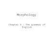 Morphology Chapter 3 – The grammar of English. Morphology inflectional morphology deals with changes in the form of words that have grammatical meaning.