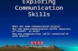 Exploring Communication Skills What are some communication skills? Why are good communication skills important at school? At work? How are communication.