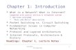 CSci4211: Introduction1 Chapter 1: Introduction  What is a Network? What is Internet? Compared with postal service & telephone system  Services provided.